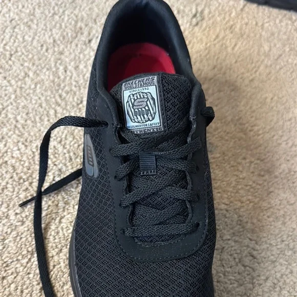 Skechers Women’s Slip Resistant Black Athletic Shoes - Picture 2 of 3